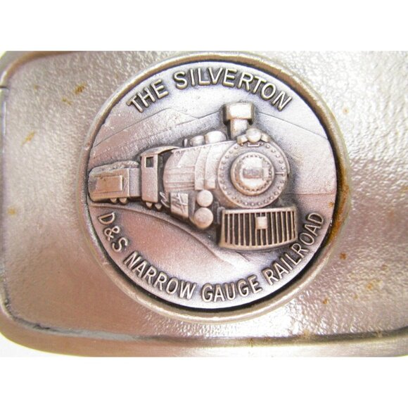 VTG Belt Buckle The Silverton D&S Narrow Gage Railroad Train Silver Tone 3 1/4" - Picture 3 of 3